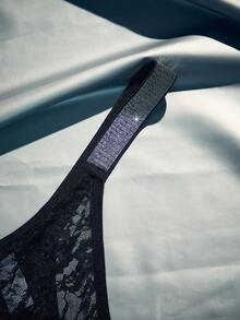 MidnightGlam 1件加大码性感蕾丝亮片丁字裤 - 黑色 - 查看 10