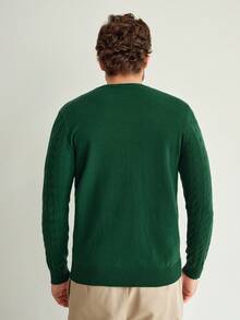 Manfinity CityGents 男士休闲纯色圆领长袖毛衣 绿色毛衣