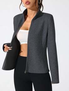 Easithlete Set de 2 chaquetas deportivas minimalistas de unicolor con cuello alto y cremallera frontal - Multicolor - Ver 5