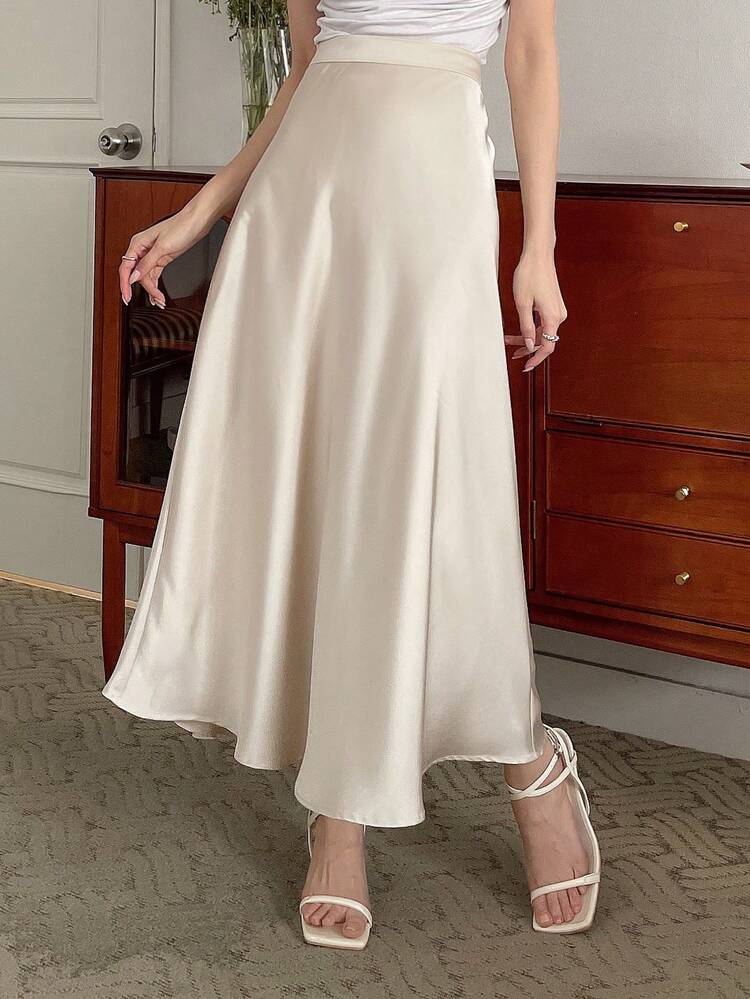 Tall Women's Satin Elegant Long Skirt
