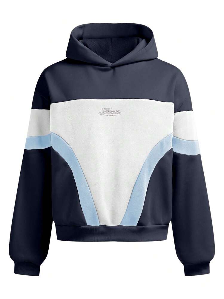 Oversize-Hoodie mit Farbblockdesign und kontrastierenden Einsätzen