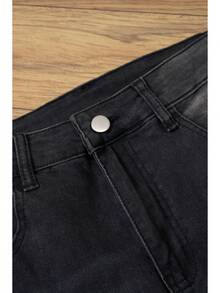 Manfinity Hypemode Men's Casual Multipocket Simple Design Denim Jeans, Everyday Wear - Black - View 6