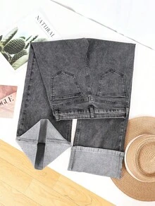 HIMARRI Denim Ropa vaquera Mezclilla mujer Pantalón con brillos mezclilla de mujer Pantalones para mujer outfit vaquero - Negro - Ver 4