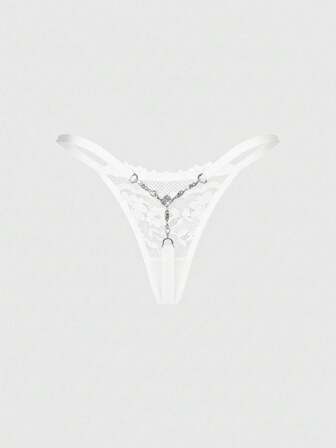 J-Fashion 1 pièce Culotte tanga sexy en dentelle transparente et patchwork style Y2K