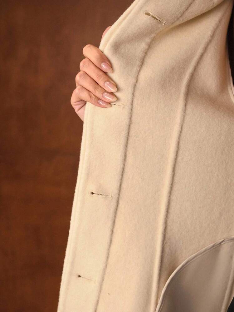 WOOL STAND COLLAR SINGLE-BREASTED OVERCOAT