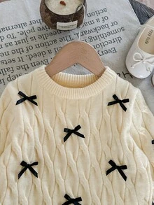 LMoss Kids LMoss Young Girl Young Girl Casual Sweater With Bow Decoration - Mustard Yellow - View 4