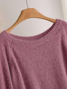 CosyJoli Áo len chui đầu tay raglan màu hồng đính sequin cỡ lớn cho nữ vào mùa thu/đông - Hồng - Xem 3