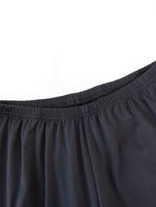 Teenage Boys/Men's Casual White Stripe Trim Sleeve & Collar Short Sleeve Top And Pants Loungewear Set, Milk Silk Fabric - Black - View 6