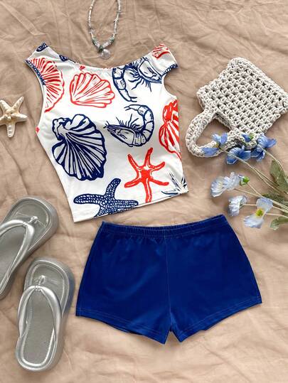 Soleia Damsemester vår/sommar 2-delat set: Röd- och vitrandig stickad asymmetrisk axlad crop top och superlåg midja bodycon-shorts, lämplig för fest, jul, alla hjärtans dag, dejt, strand, kryssning, karneval, påsk, kinesiskt nyår