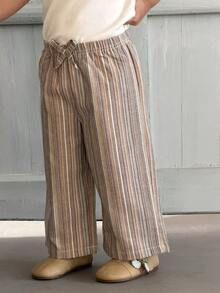 DAZY Toddler Girls' Striped Casual Loose Bottoms - Beige - View 7