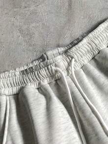 AXEPEAK Casual Loose Fit Color Block Crew Neck Sweatshirt Set - Grey - View 5