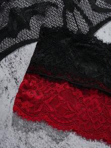 SHEIN Plus Size Women Contrast Lace Sheer Sexy Everyday Panties - Multicolor - View 9