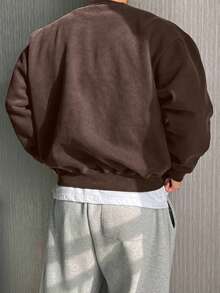 DAZY Pullover Sweatshirt With Letter Print And Independence Day National Flag Design, Autumn - Brown - View 2