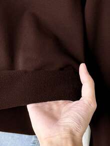 SHEIN Tween Girls' Brown Solid Thermal Turtleneck Long Sleeve T-Shirt,Casual School Winter Velvet Slim Tops For Halloween Christmas New Year Outings - Coffee Brown - View 4