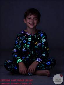 Tween Boys' Video Game Luminous Graphic Front Zipper Long Sleeve Jumpsuit Snug Fit Loungewear - Multicolor - View 14