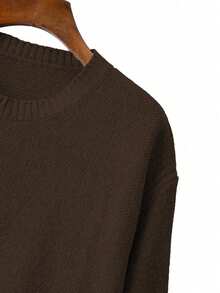 EMERY ROSE 女士优雅宽松长袖系腰针织衫裤套装，大码，适合外出、派对、婚礼宾客等场合，秋冬季 - 咖啡棕 - 查看 3