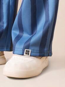 SUMWON Boys Comfortable Crew Neck Sweatshirt With Vertical Striped Jogger Pants Two Piece Set For Casual And Vacation - Blue - View 7