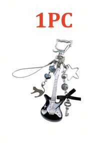 1pc/2pcs Cute Cat Guitar Bow Beaded Guitar Pendant, Adorable Keychain, Card Holder, Book Ccd Pendant, Christmas Gift, Exquisite Little Gift - Multicolor - View 12