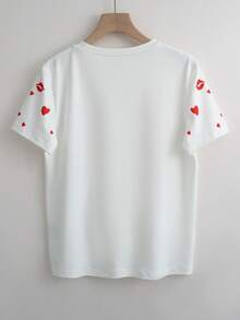 Resyla New Heart & Red Lip Print Women T-Shirt - Multicolor - View 2
