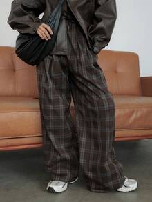 DAZY Teen Girls Plaid Casual Everyday Pants - Coffee Brown - View 8