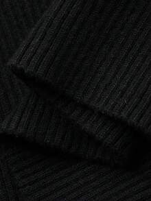 DAZY Women's Solid Color Fitted Long Sleeve Round Neck Elegant Casual Knit Cardigan, Spring/Autumn - Black - View 8