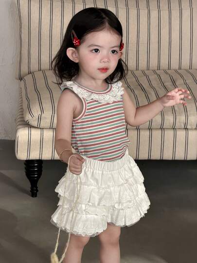 DAZY Baby Girl Elastic Waist Layered Ruffle Skort