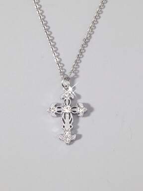1pc Gothic Luxury Cross Pendant Necklace With Rhinestones, Holiday Party Gift, Halloween