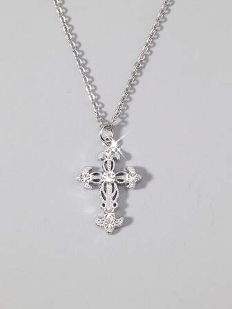 Goth 1 pezzo Collana con ciondolo a croce gotica di lusso con cristalli, regalo per feste, Ognissanti