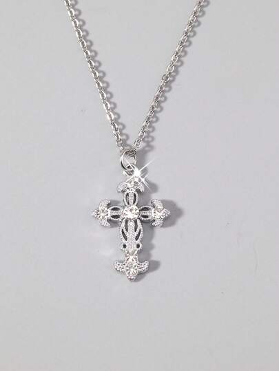 Goth 1 pezzo Collana con ciondolo a croce gotica di lusso con cristalli, regalo per feste, Ognissanti