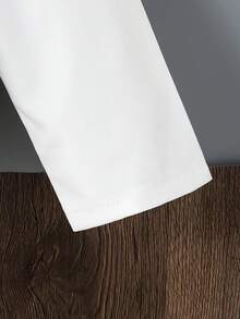 Vacaura 2pcs/Set Tween Boy Middle Eastern Robe White Shirt With Half-Open Collar & Black Vest With Gold Trim Pattern - Black and White - View 7