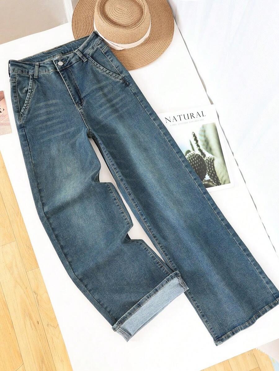 HIMARRI Jeans tiro alto mujer Pantalón mezclilla de mujer Pantalones para mujer outfit vaquero Ropa vaquera Mezclilla mujer Denim pantalones vaqueros pantalones de mujer - Azul - Ver 1