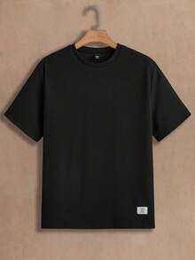 HIMLAND 3pcs Pack Men Knitted Casual Short Sleeve Basic T-Shirt, For Going Out, For Husband