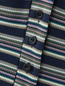 lacRébo Jersey Monochrome Stripe Long Sleeve Button Front Fitted Fall Autumn Office Top Business Casual Top - Multicolor - View 12