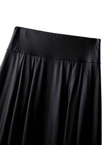 GlowEve CURVE Dehnbarer Kunstleder Rock in Große Größen, elegant und lässig, geeignet für den täglichen Ausgang und Dates - Schwarz - Übersicht 7