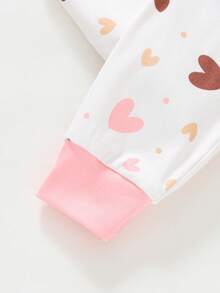 Cozy Pixies Young Girl Cartoon Bear Pattern Knit Soft Crew Neck Long Sleeve Top And Elastic Waist Long Pants Snug Fit 2-Piece Pajama Set Girls Lounge Set Kids Pj Set Girls Heart Pajama Set Kids 2-Piece Pajama Set Cute Pj Set - Multicolor - View 6