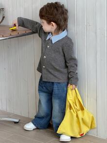 DAZY Toddler Boys' Contrast Color Collar Long Sleeve Sweatshirt, Autumn/Winter - Grey - View 6