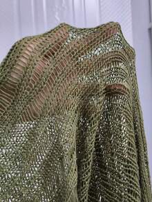 Manfinity Fever City Men's Crew Neck Sheer Solid Color Sleeveless Knitwear - Army Green - View 7