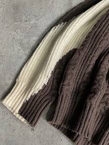 AXEPEAK Plus Size Men's Contrast Color Round Neck Long Sleeve Casual Knit Pullover Sweater - Multicolor - View 5