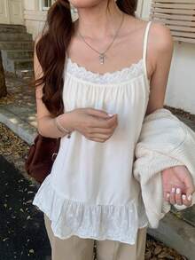 K-Vae Women's Fashion Layered Ruffle Hem Camisole Tank Top,Tank Top - Apricot - View 5