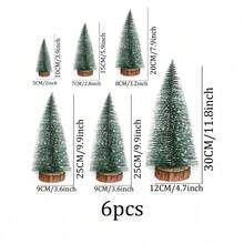 Snow Green Mini Artificial Christmas Tree, Christmas Tree Pack Small Trees With Wooden Base, Desktop Decor For Christmas, Winter Home, Winter Christmas Decorations Furniture - Dark Green - View 14