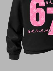 SHEIN Explorewe 两件套休闲时尚女童连帽衫套装，饰有俏皮的数字67设计，包含一件长袖连帽衫和一条宽松运动裤，适合秋冬春季穿着，舒适百搭，可用于休闲穿着、户外活动、上学、节日庆典，也可作为礼物赠送。 - 彩色 - 查看 5