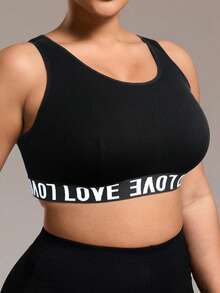 Áo ngực thể thao không dây in chữ cỡ lớn dành cho nữ - màu đen - Xem 4