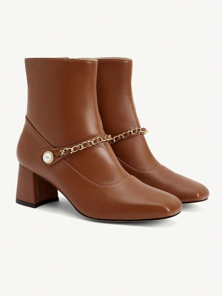 CUCCOO CHICEST Casual Commute Minimalist Solid Color Chunky Heel Women Ankle Boots For Christmas