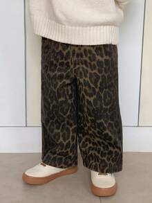 DAZY 豹纹印花休闲水洗街头风女婴牛仔服