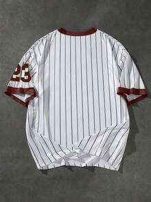 Manfinity EMRG Áo thun nam cổ tròn kẻ sọc cổ điển in số 23 - Nhiều màu - Xem 2