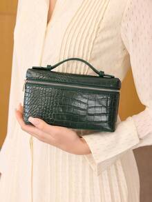 PREMIUM SQUARE OPENWORK BAG - Green - View 8