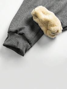 Manfinity Homme 男士保暖休闲舒适抽绳运动裤，男士冬季慢跑裤，灰色抓绒运动裤，男士慢跑运动裤 - 深灰色 - 查看 6