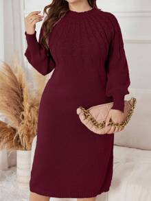 Lacomfia Robe décontracté en tricot de couleur unie, polyvalente, grande taille, automne/hiver