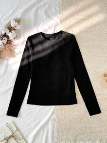 Tseoso 2件黑白休闲长袖修身长T恤套装，适合秋冬季