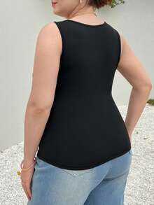 SHEIN Essnce 3pcs Plus Size All-Match Camisole Tank Tops, Slim Fit Versatile Outerwear, Spring/Summer - Multicolor - View 3